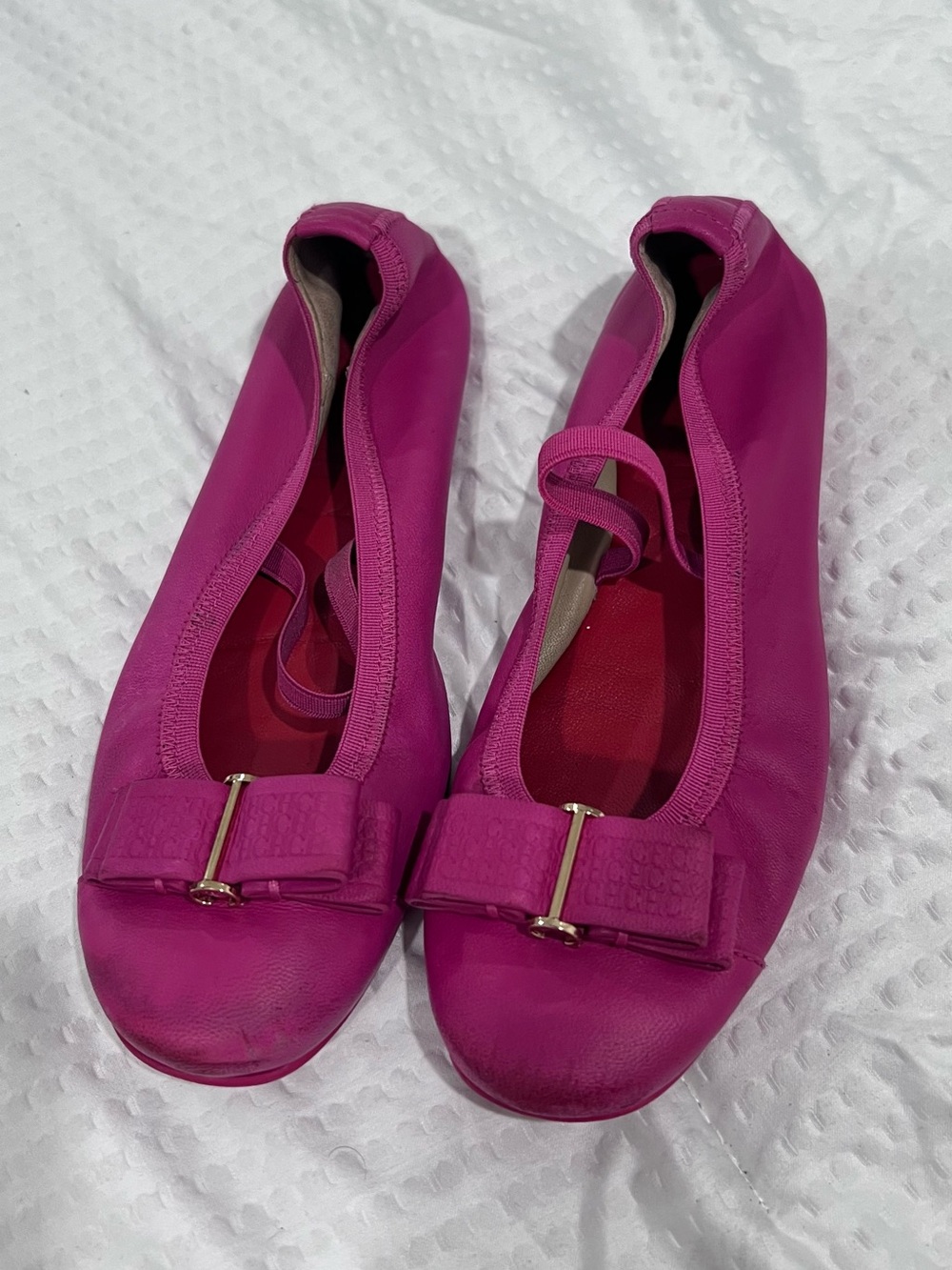 CH Carolina Herrera Girls Pink Bow Ballet Flats Size 31 Designer Kids Shoes